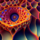 Abstract Fractal Art: Vivid Orange and Purple Cellular Structures