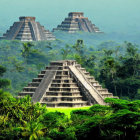 Ancient Mayan Pyramids in Lush Jungle Setting