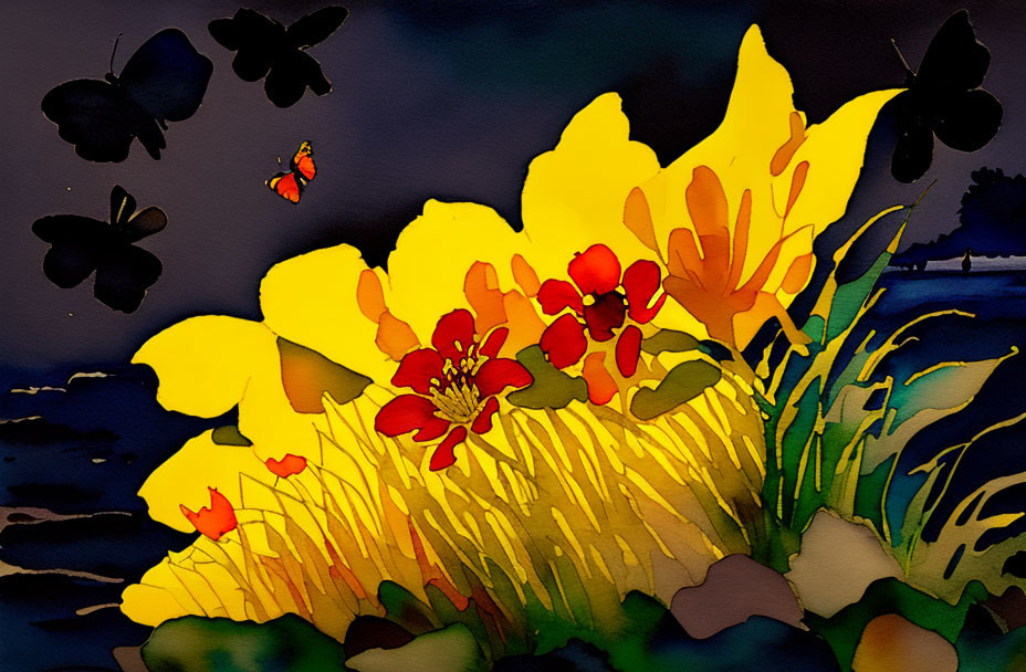 Butterfly and Yellow Flower