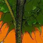 Colorful Paisley and Botanical Motifs on Orange Background
