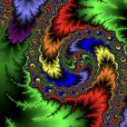 Colorful Fractal Spiral Pattern with Peacock Tail Resemblance