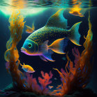 Vibrant Tropical Fish and Coral Reefs in Blue Underwater Setting