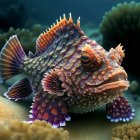 Colorful Fish Artwork with Marine Life in Dark Underwater Scene