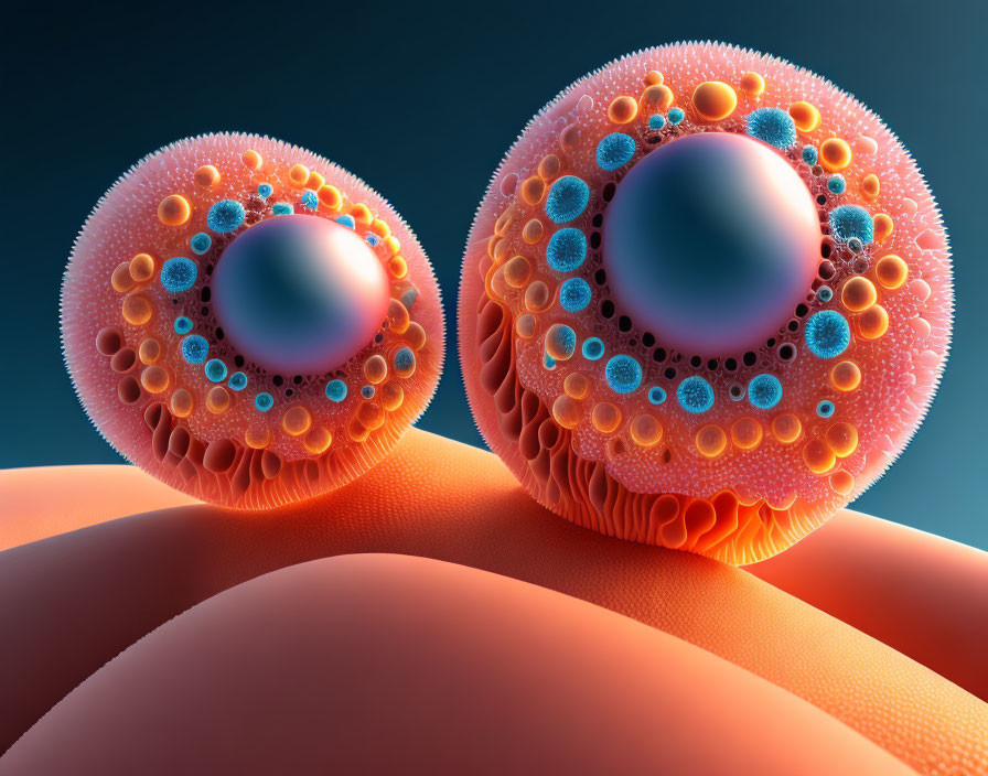 Stylized spherical cells with surface receptors and internal structures