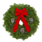 Green Leaf and Red Berry Festive Wreath with Gnome Figure