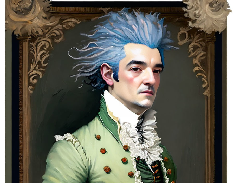 Stylized portrait of a man in modern face and historical attire