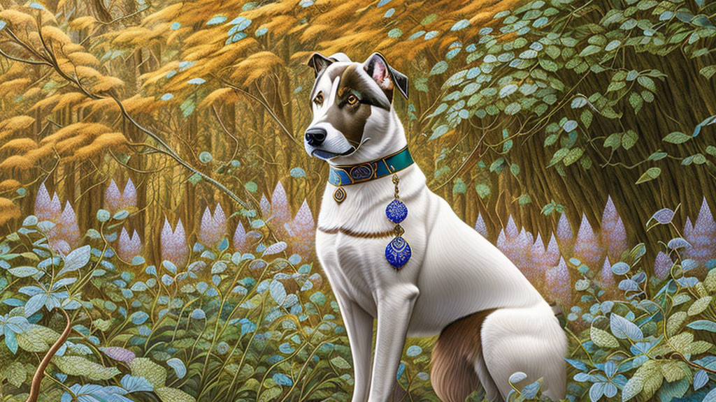 Siberian Husky with Blue Collar in Field of Golden Grass