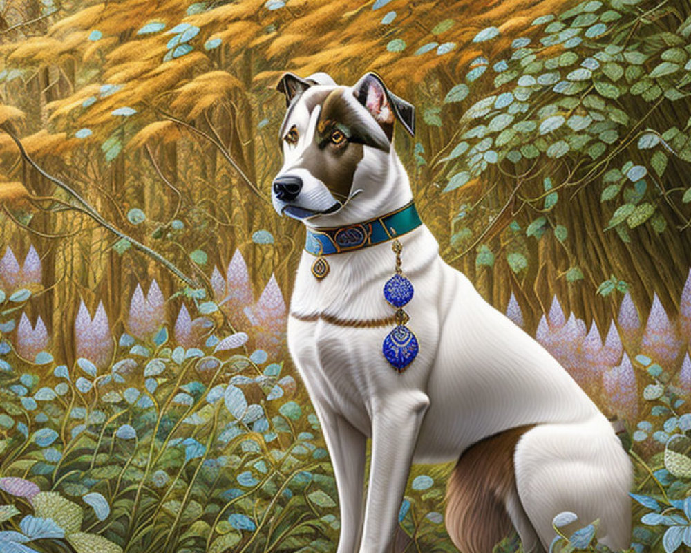 Siberian Husky with Blue Collar in Field of Golden Grass