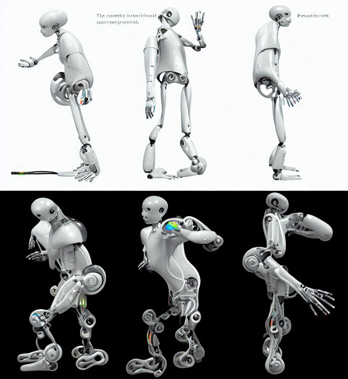 Humanoid Robot Displaying Articulated Joints and Internal Mechanics