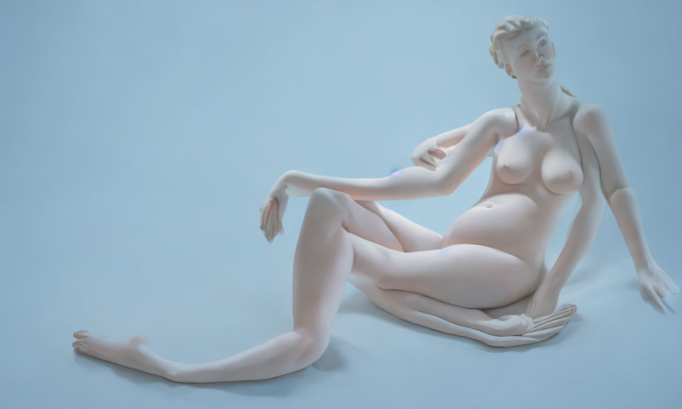 Classical female sculpture in reclined pose - 3D rendering