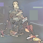 Chaotic Workspace Illustration with Disheveled Man and Quirky Characters