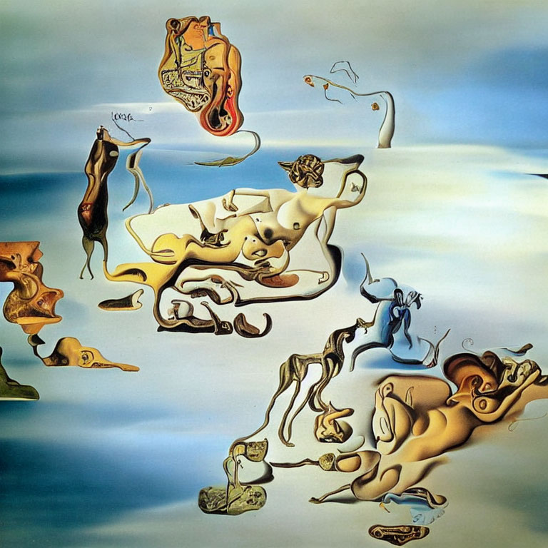 Surrealist Painting: Morphed Figures, Animals, and Abstract Forms