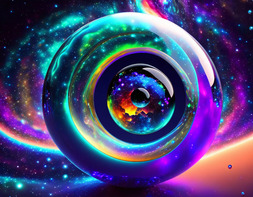 Colorful Abstract Spiral Art with Cosmic Galaxy Elements