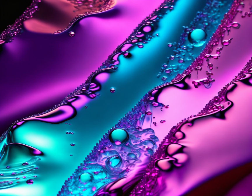 Colorful Macro Image of Water Droplets on Abstract Glossy Surface