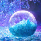 Shimmering Crystal Heart Surrounded by Blue and Purple Crystals