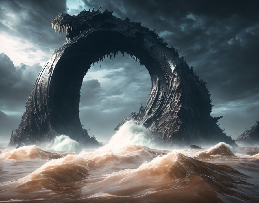 Massive Dark Arch Emerges from Turbulent Ocean Waves