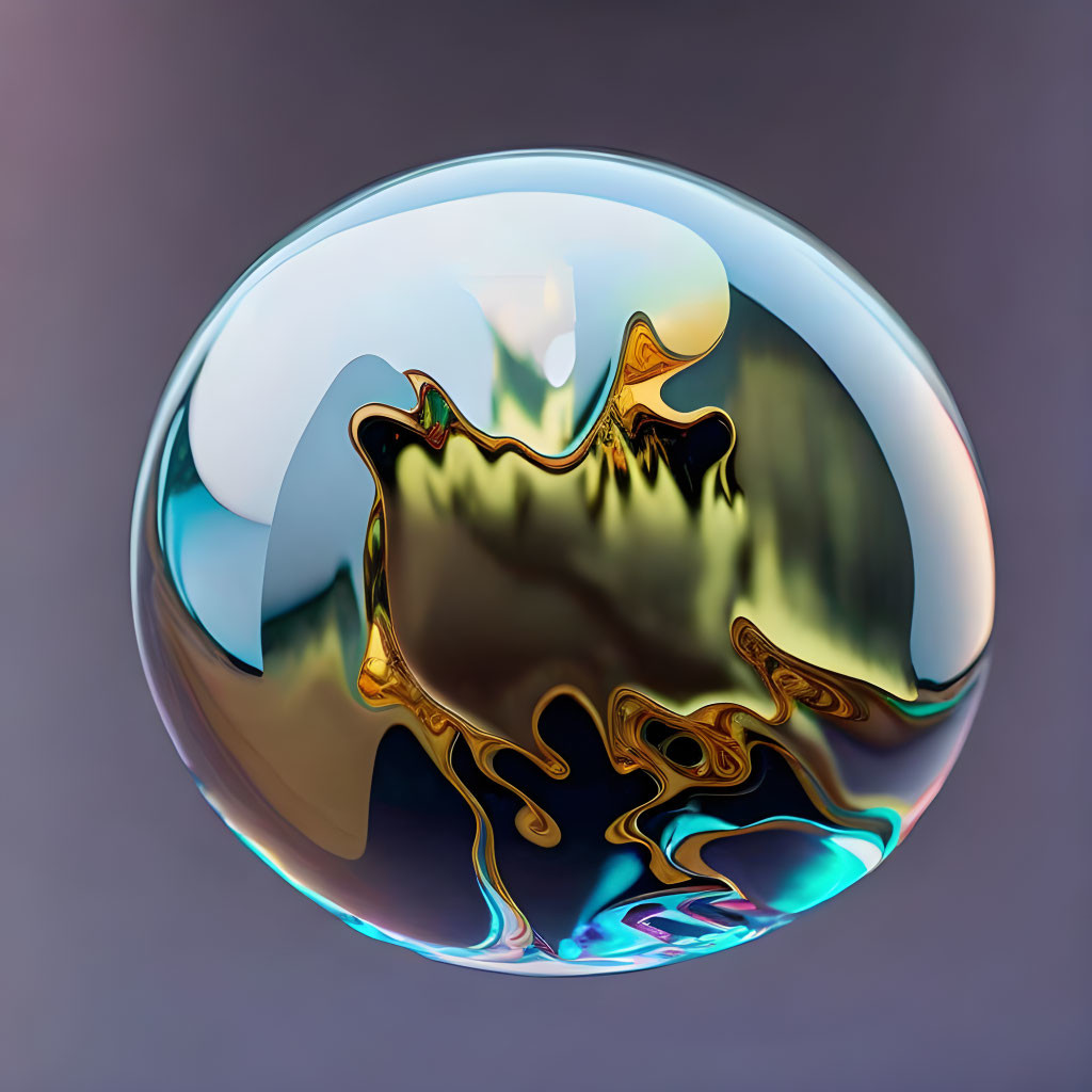 Shimmering 3D Sphere with Liquid Surface on Gradient Background