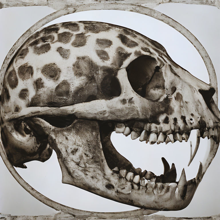 Monochrome Giraffe Skull Displaying Unique Bone Structure