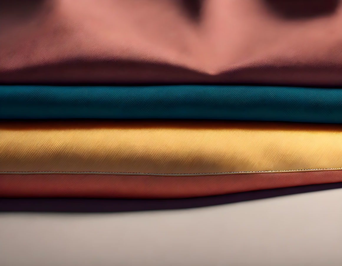 Neatly Folded Fabrics in Various Colors