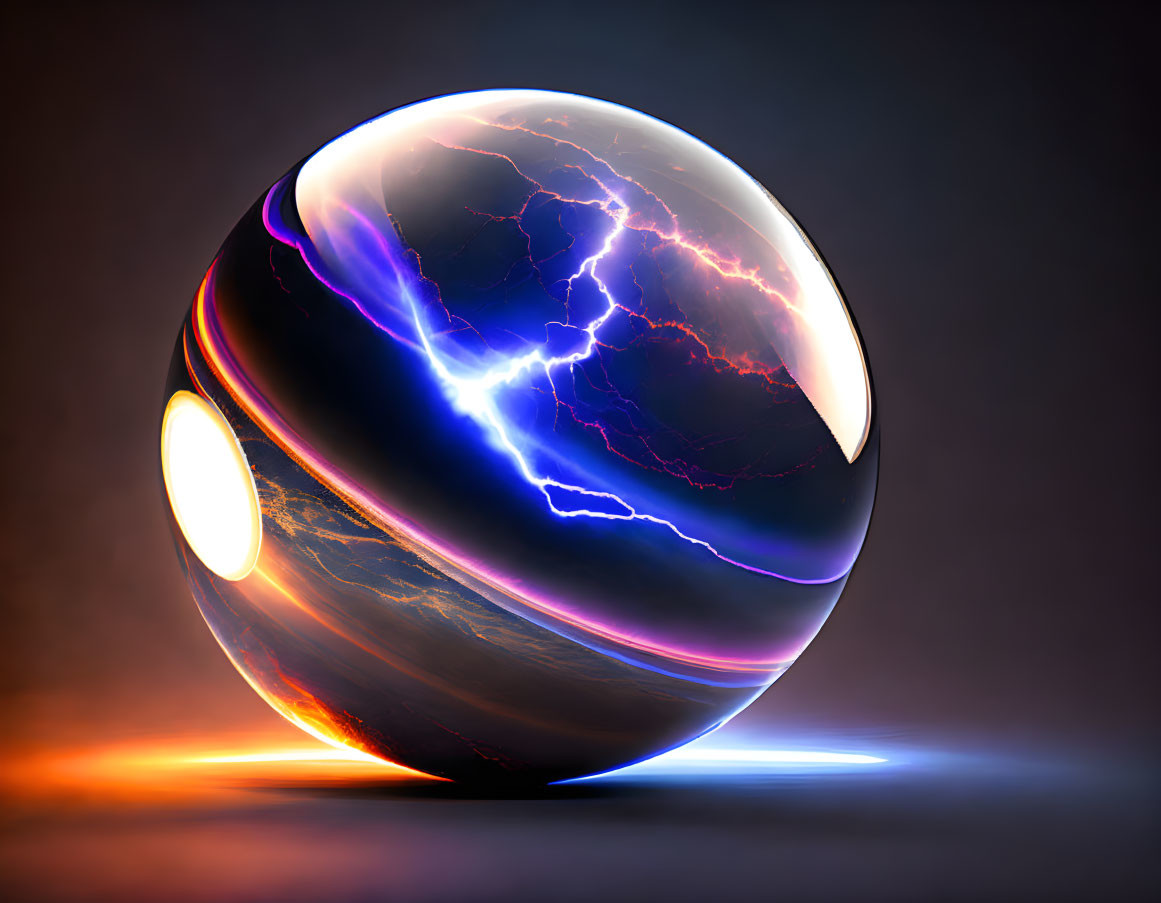 Glossy Storm Pattern Sphere on Warm Gradient Background