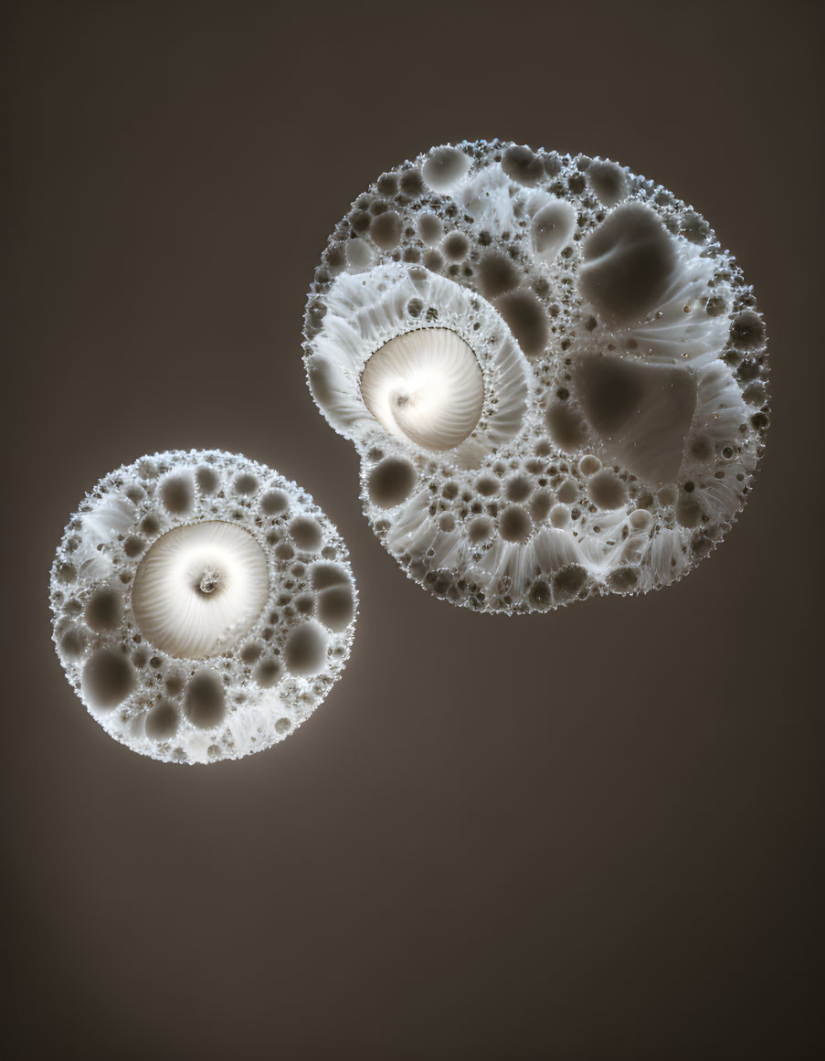 Abstract Circular Fractal Patterns on Dark Background