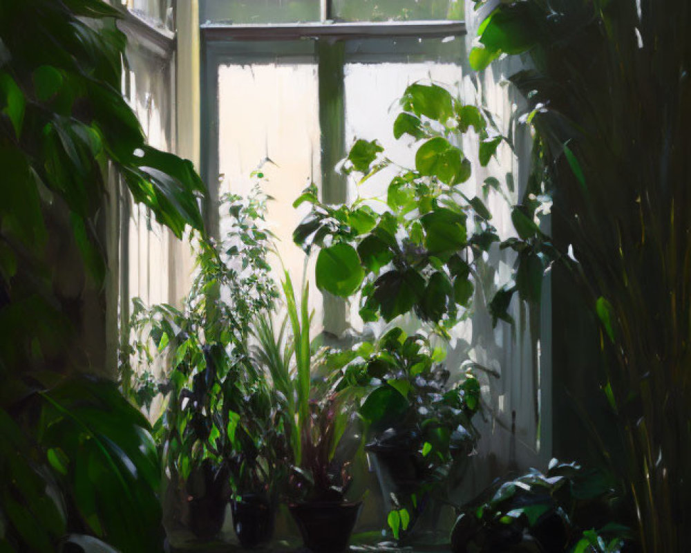 Serene indoor plants in soft window light