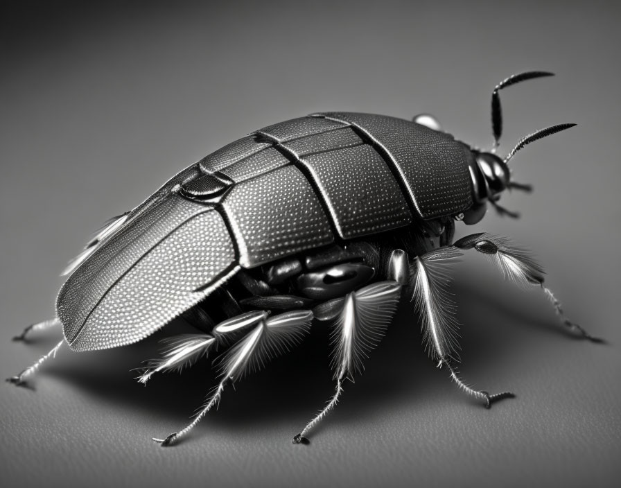 Detailed Close-Up of Segmented Beetle with Shiny Exoskeleton