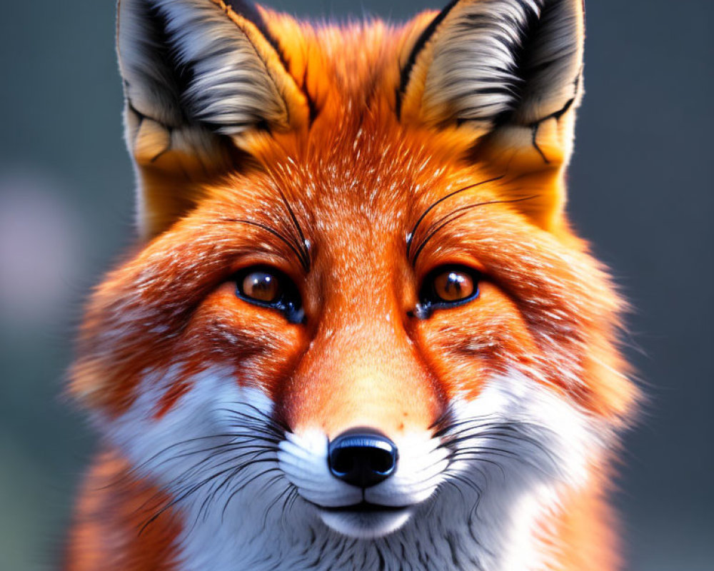 Detailed Red Fox Face with Vibrant Eyes and Fur Texture