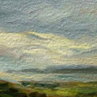 Vibrant seaside landscape oil painting with textured brushstrokes