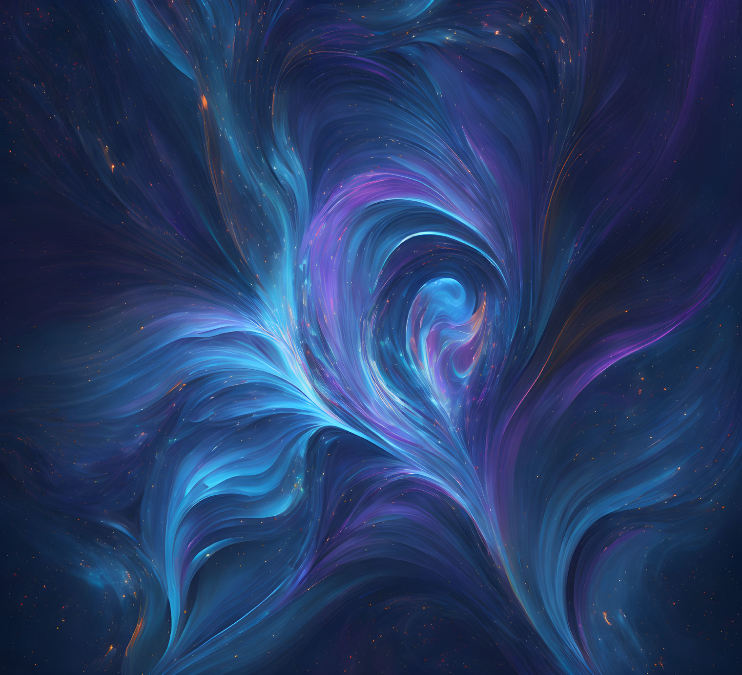 Abstract Blue and Purple Swirling Patterns Resembling Cosmic Galaxy