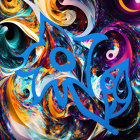 Colorful Abstract Swirling Patterns in Blues, Oranges, and Purples