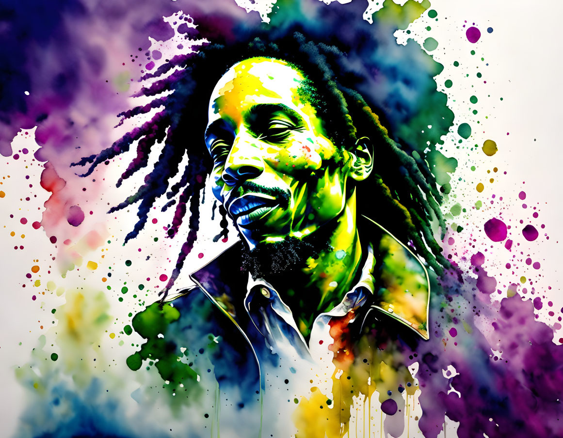 Colorful Artwork: Person with Dreadlocks in Vibrant Hues