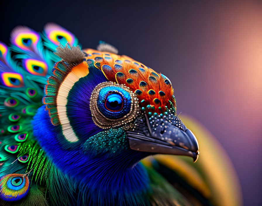 Colorful Peacock Plumage Close-Up Shot