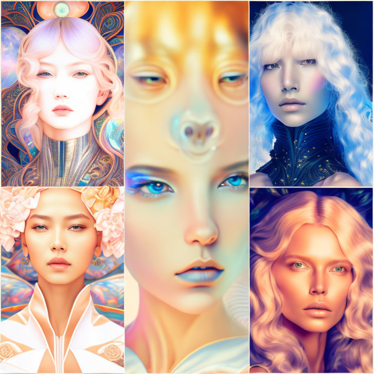 Vibrant Stylized Women Portraits: Colorful, Ethereal, Fantasy Hairstyles &