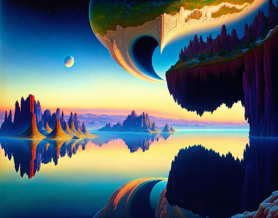 Digital Art: Otherworldly Landscape with Floating Islands