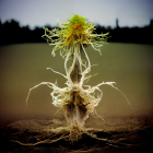 Symmetrical Plant Image with Mirrored Roots and Leaves