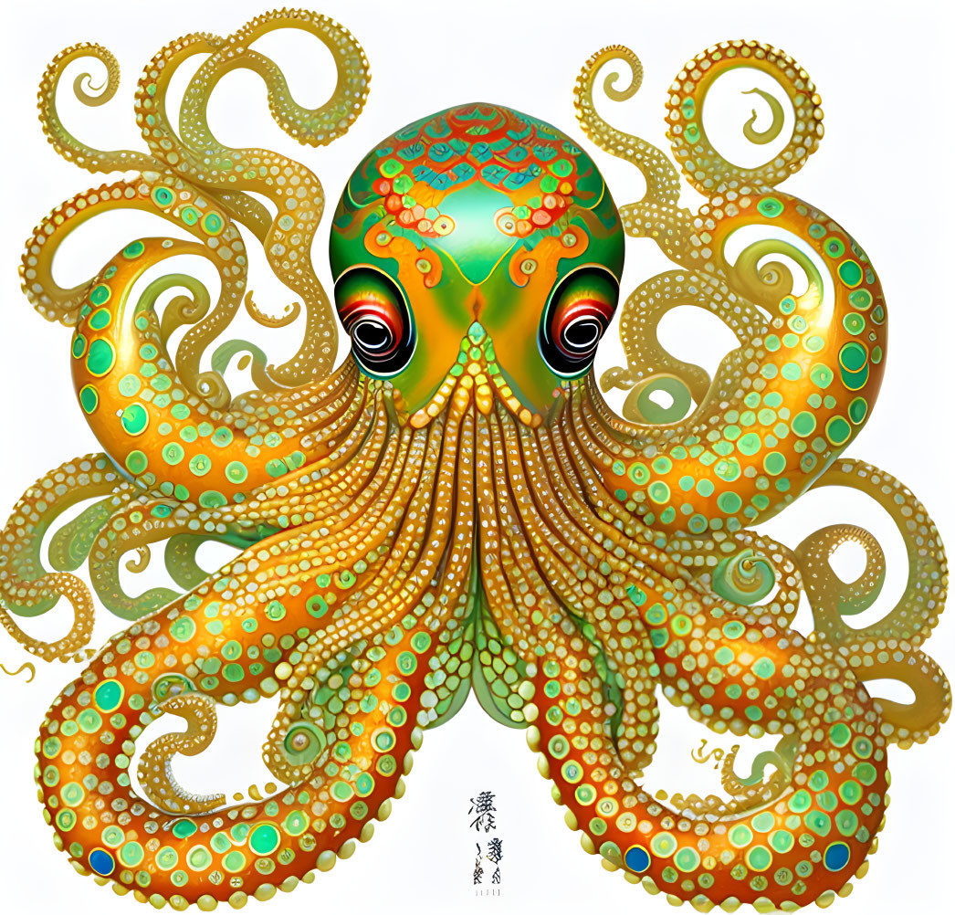 Colorful Octopus Illustration with Swirling Tentacles