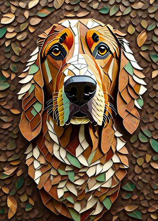 Colorful Geometric Mosaic Design of Dog Artwork