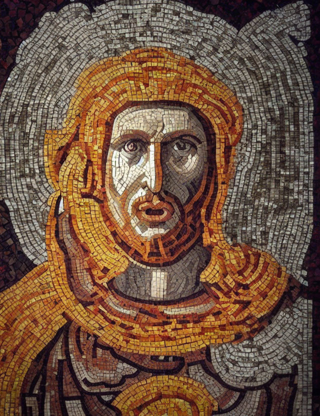 Classical style mosaic of bearded male figure with halo