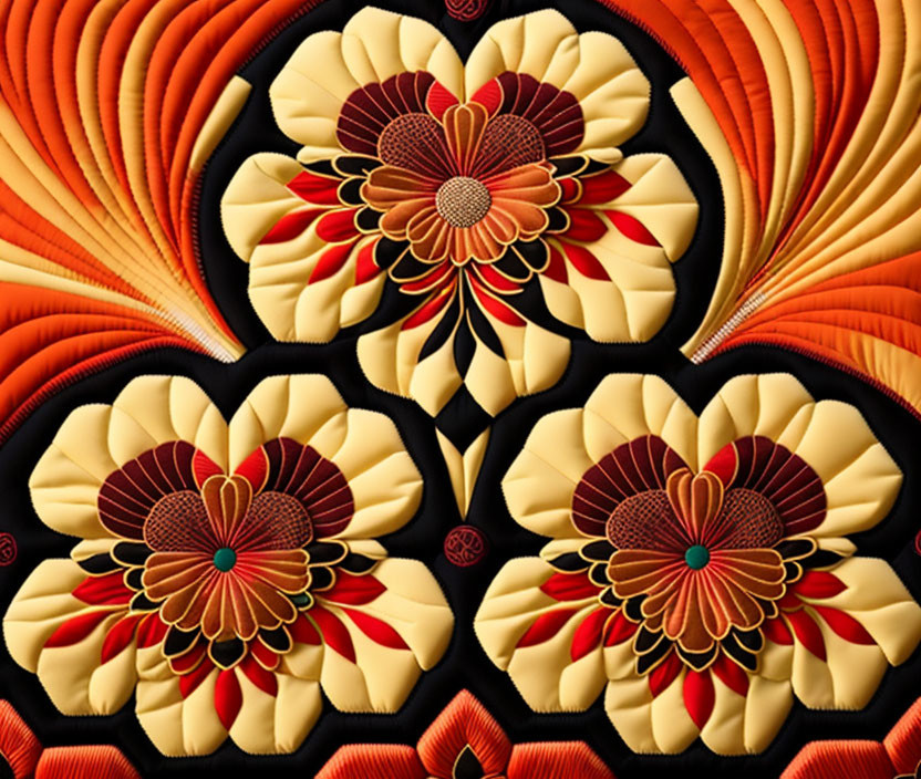 Rich Warm Colors Floral Pattern in Orange, Red, and Yellow