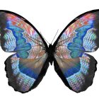 Colorful Butterfly Illustration with Intricate Patterns in Blues, Purples, and Golds