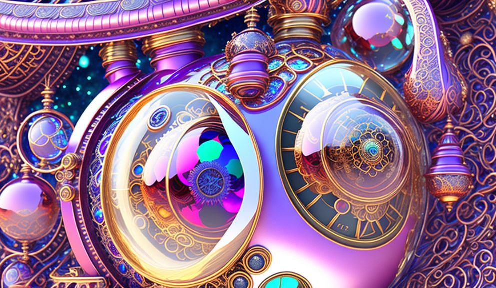 Fantastical steampunk-inspired machine with intricate details