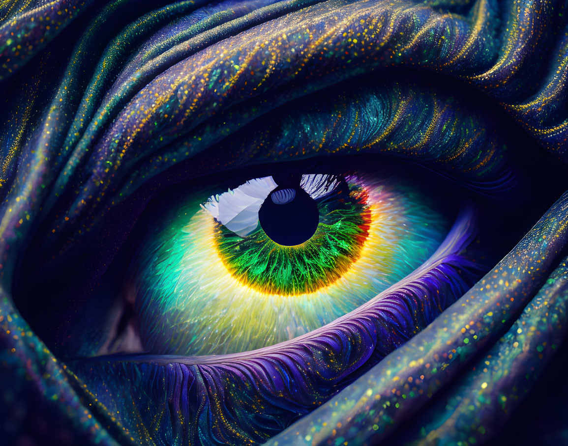 Colorful Eye Artwork with Cosmic Patterns