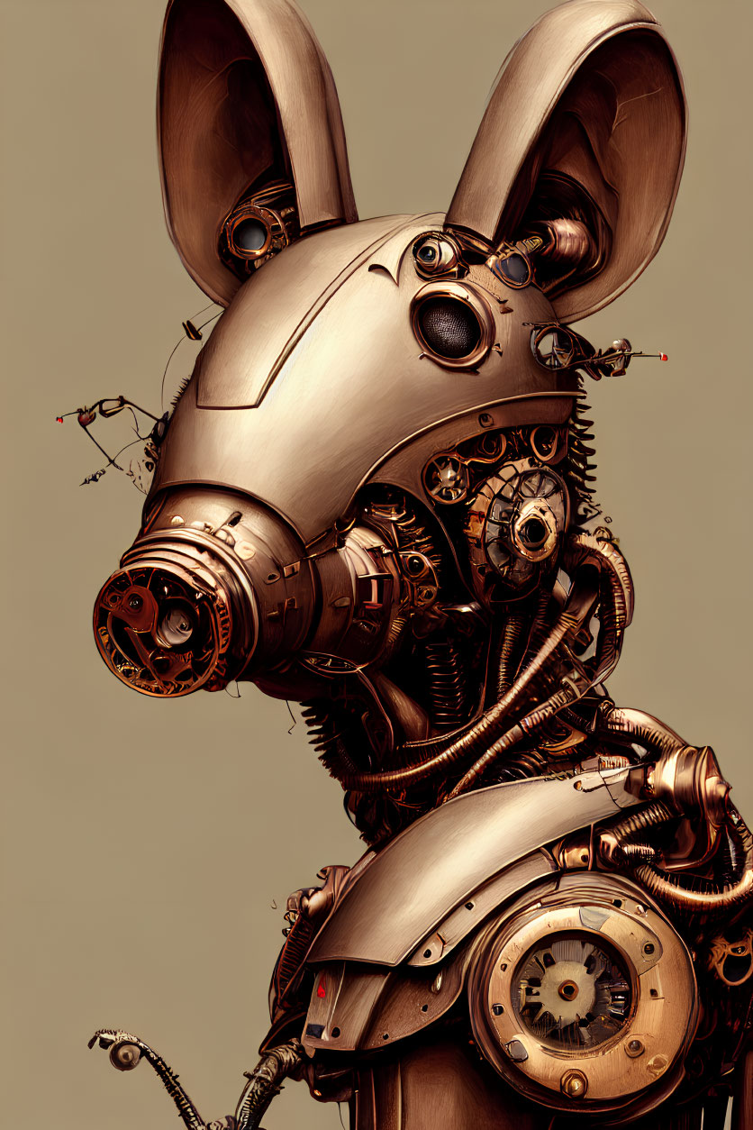 Detailed Steampunk-Style Mechanical Mouse with Metal Components and Gears