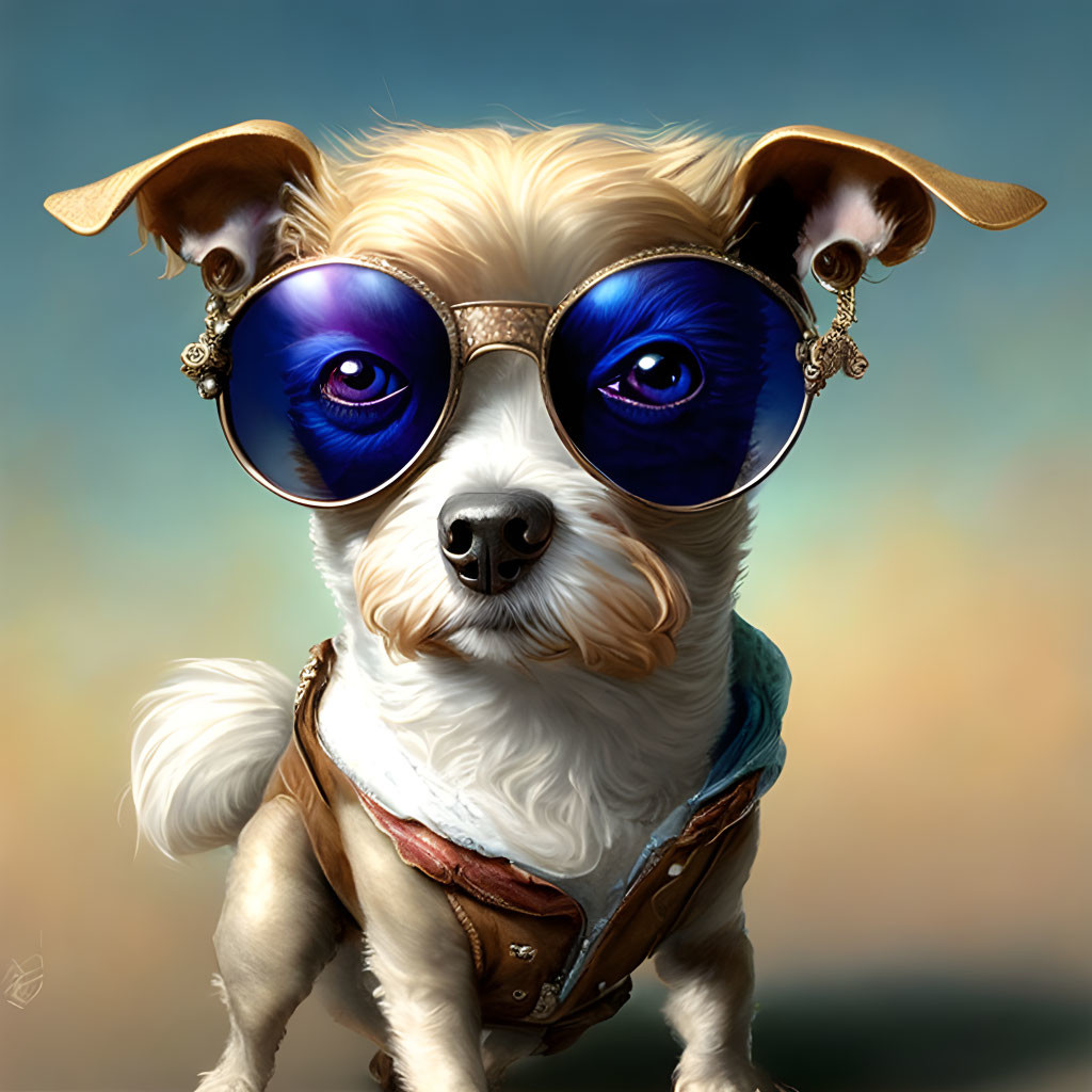 Stylish Dog with Blue Goggles and Turquoise Scarf