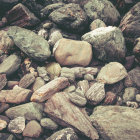 Muscular warrior with spear on rocky terrain under cloudy sky