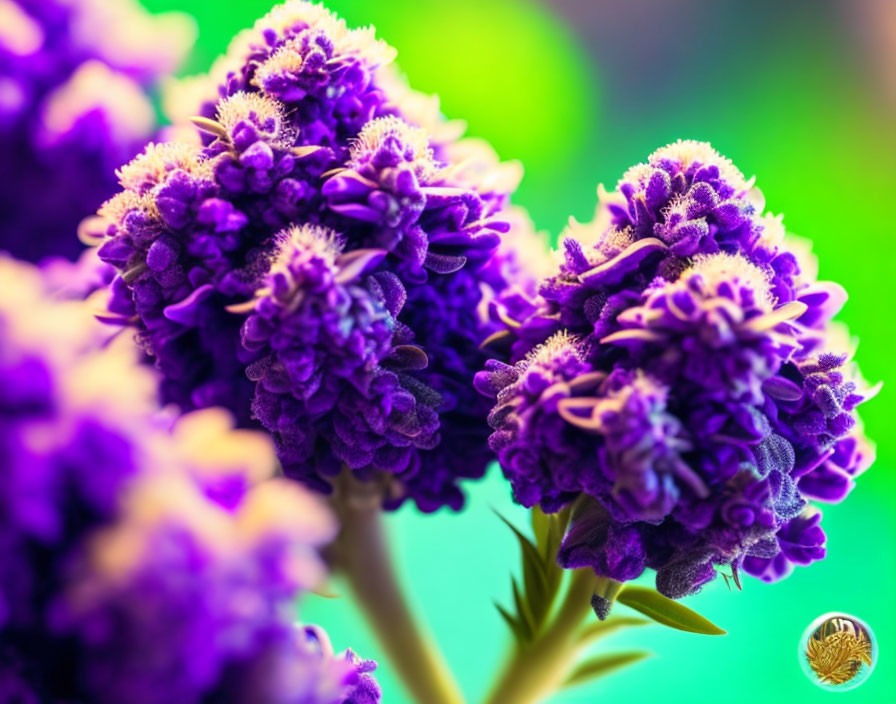 Detailed: Purple Flowers with Intricate Petals on Blurred Green and Blue Background