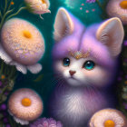 Colorful stylized cat in vibrant digital artwork