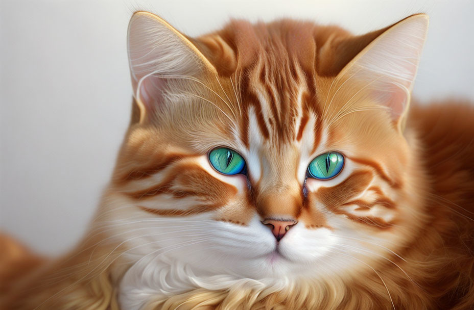 Orange Tabby Cat with Vibrant Blue Eyes and Fluffy Fur