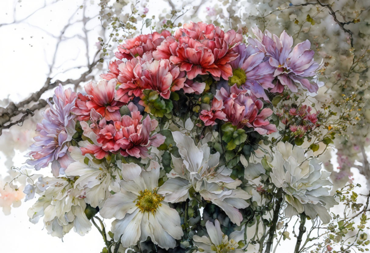 Pink and White Flower Bouquet on Soft-focus Background